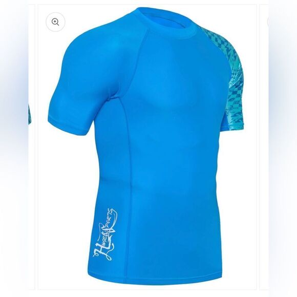 HUGE SPORTS One for All Essential Short Sleeve Rash Guard Champ Blu Digital Sz S - Picture 1 of 11